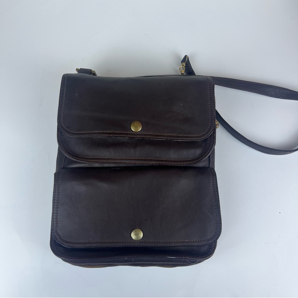 Vintage Men’s Brown Leather Convertible Travel Bag Briefcase Work Bag